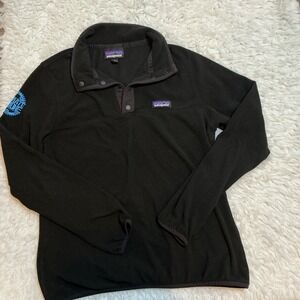 Patagonia Fleece Snap Pullover Black Climate Ride Embroidered Logo Size M